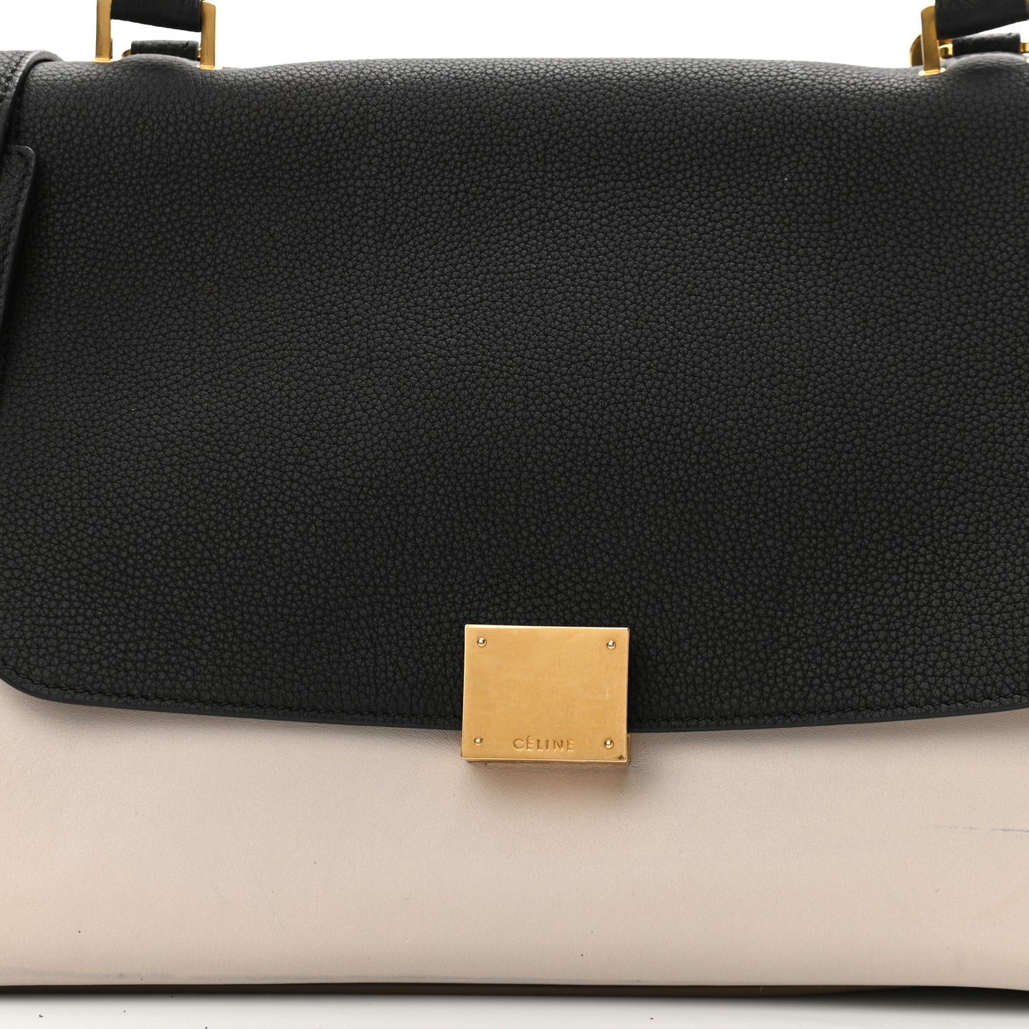 Crisp Calfskin Suede Medium Tri-Color Trapeze Black