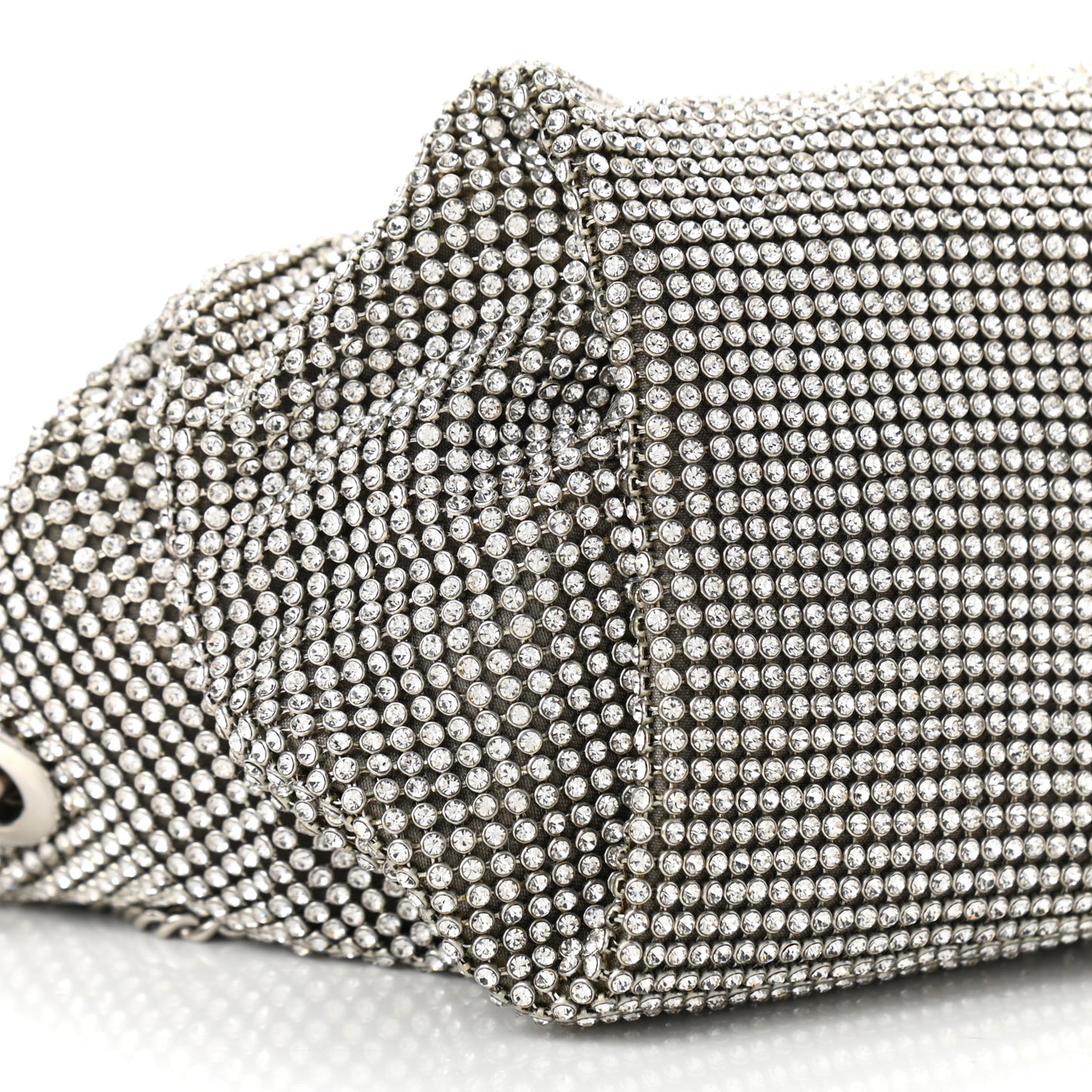 Satin Crystal Embellished Bonny Shoulder Bag Silver
