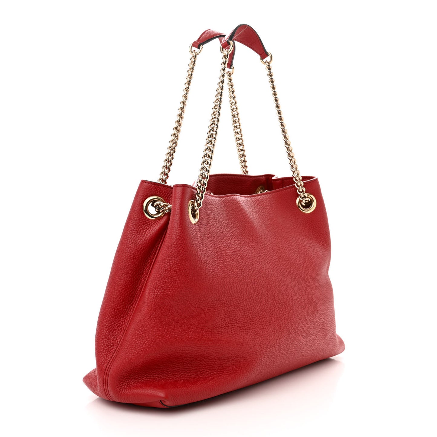 Pebbled Calfskin Medium Soho Chain Shoulder Bag Tabasco Red