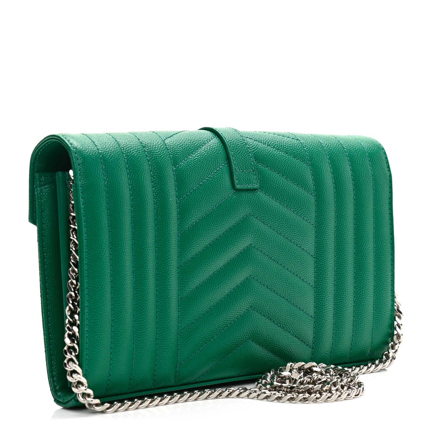 Grain De Poudre Mixed Matelasse Triquilt Monogram Chain Wallet Green Field