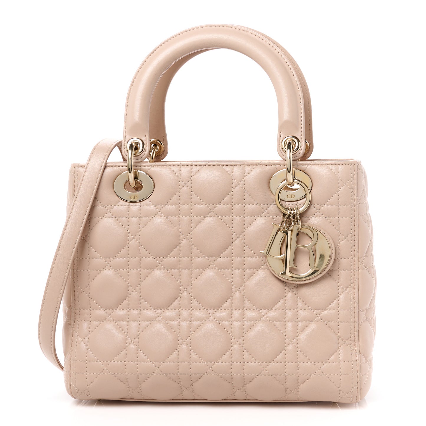 Lambskin Cannage Medium Lady Dior Beige