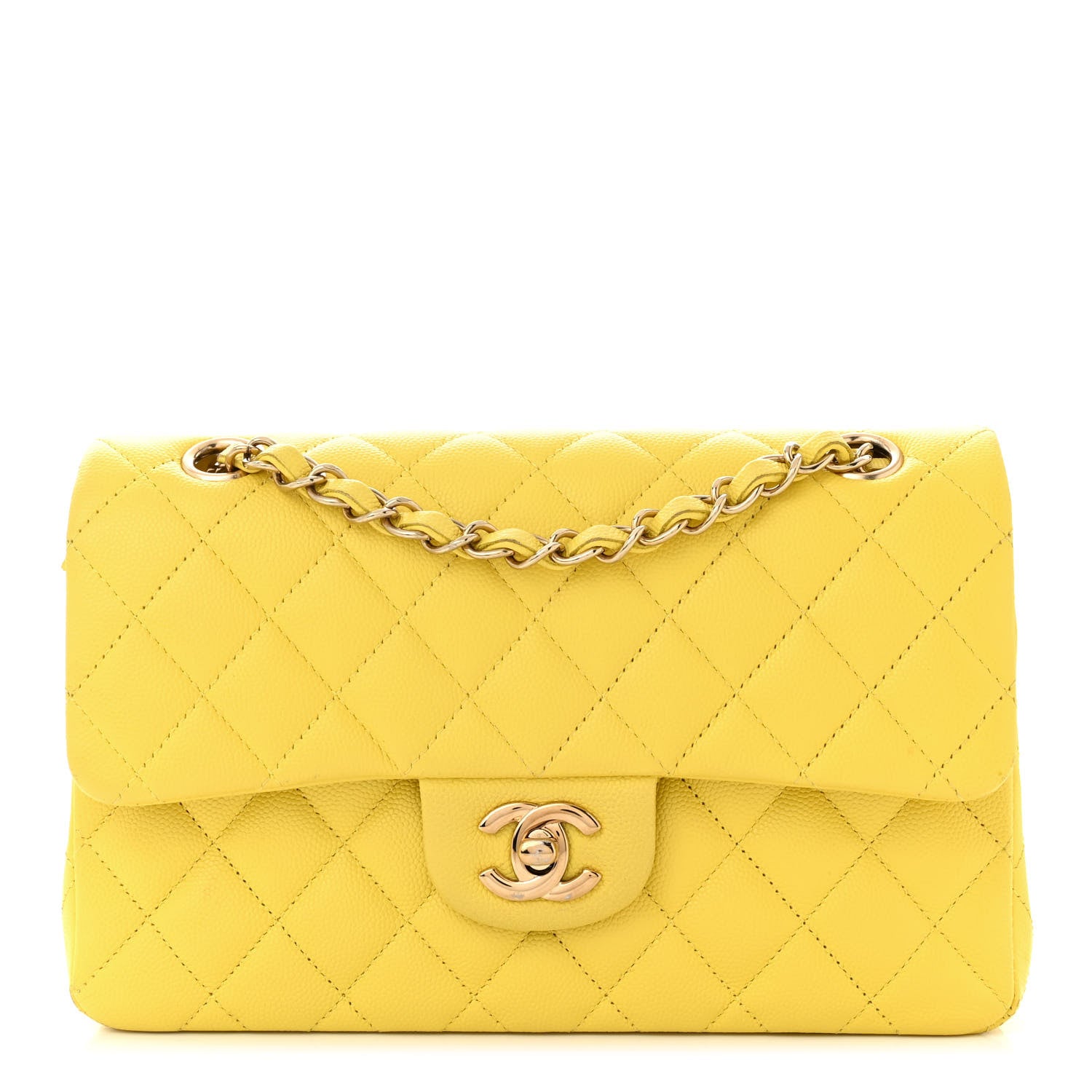 Chanel Caviar Quilted Small Double Flap Yellow 1 of 11