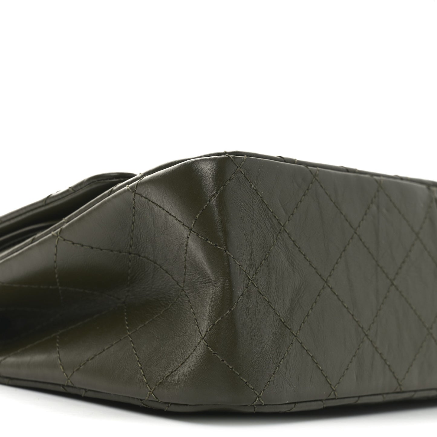 Aged Calfskin Quilted 2.55 Reissue 227 Flap Dark Green