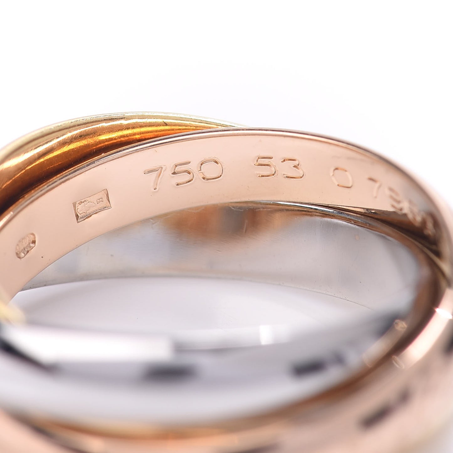 18K Pink Yellow White Gold Classic Les Must De Trinity Ring 53 6.25
