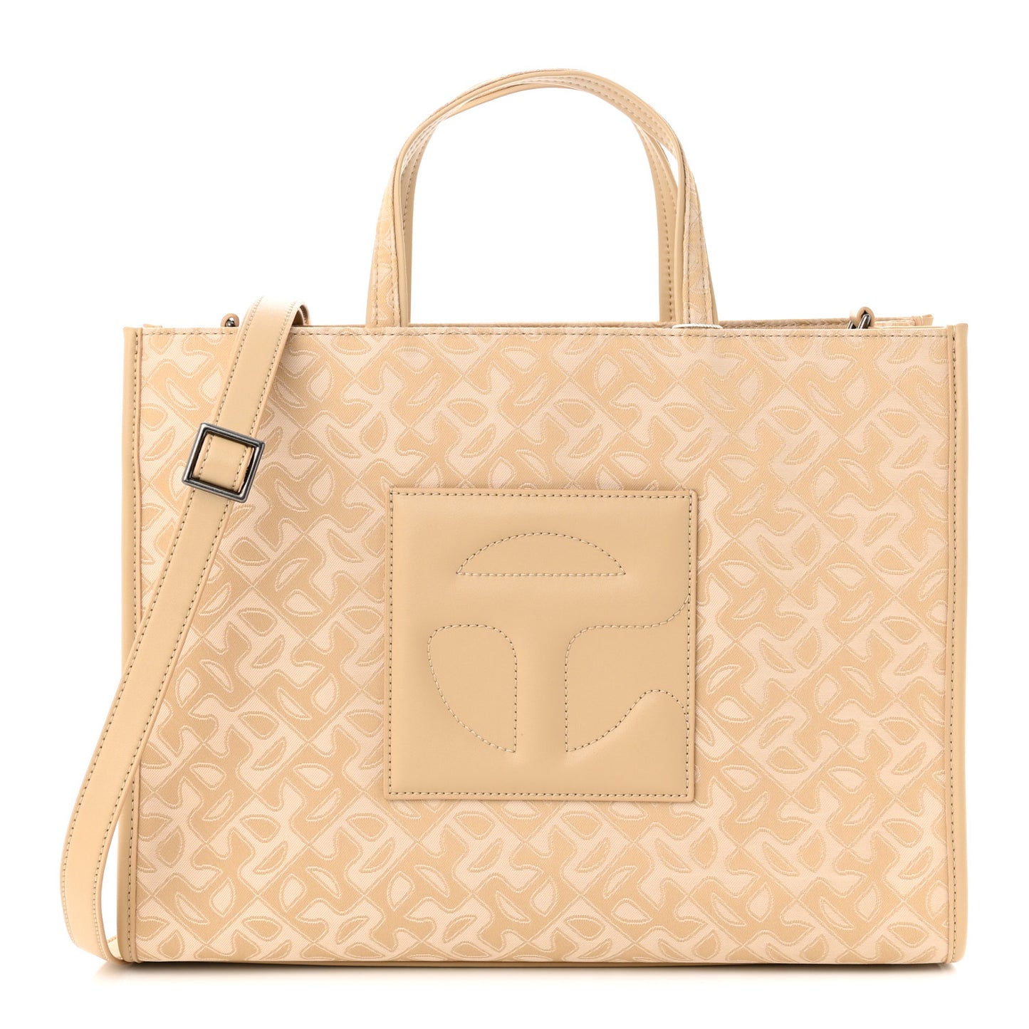 Monogram Jacquard Medium Shopping Bag Cream