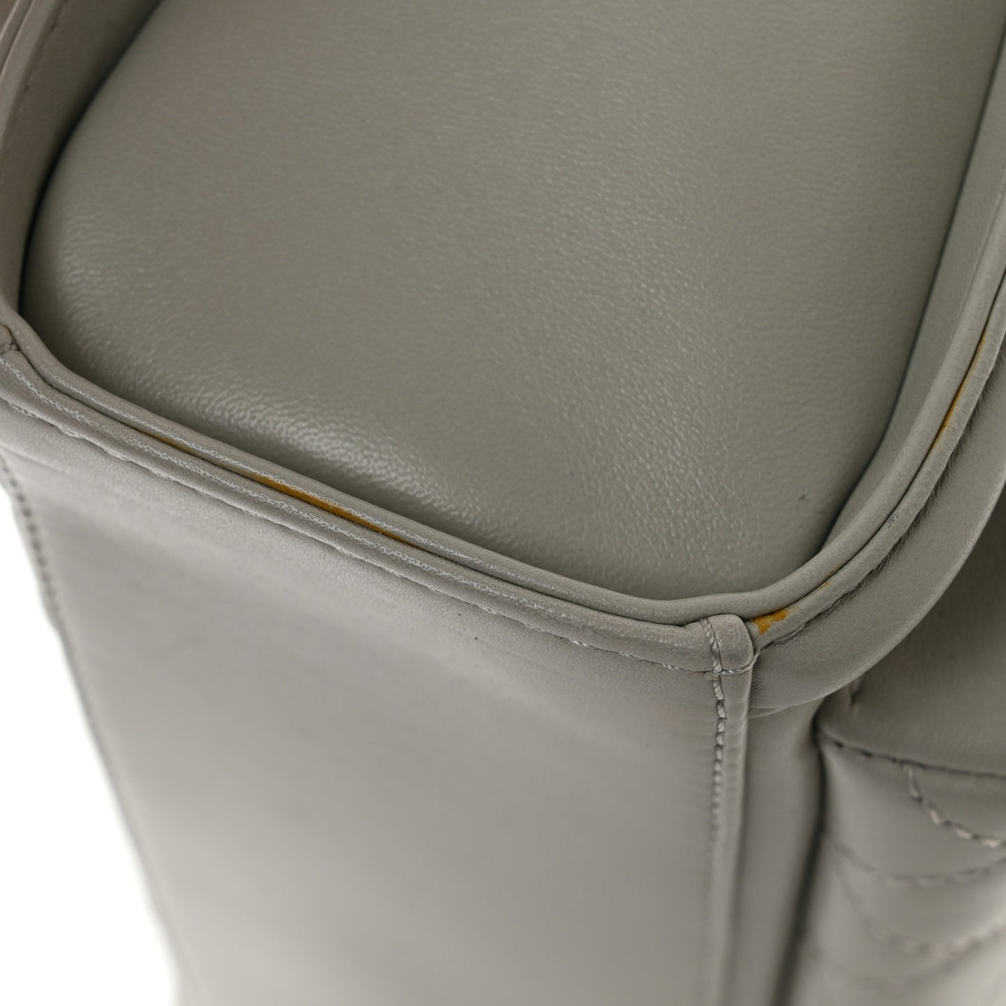 Lambskin Quilted Large Geometric Flap Light Grey