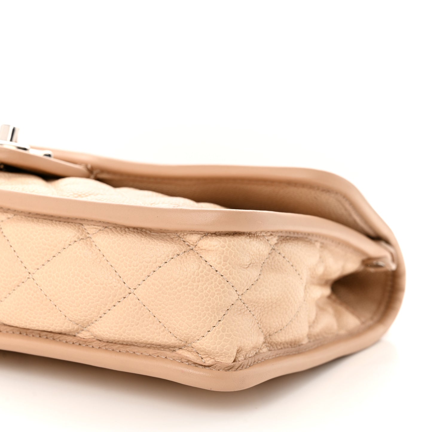 Caviar Quilted Large French Riviera Flap Beige