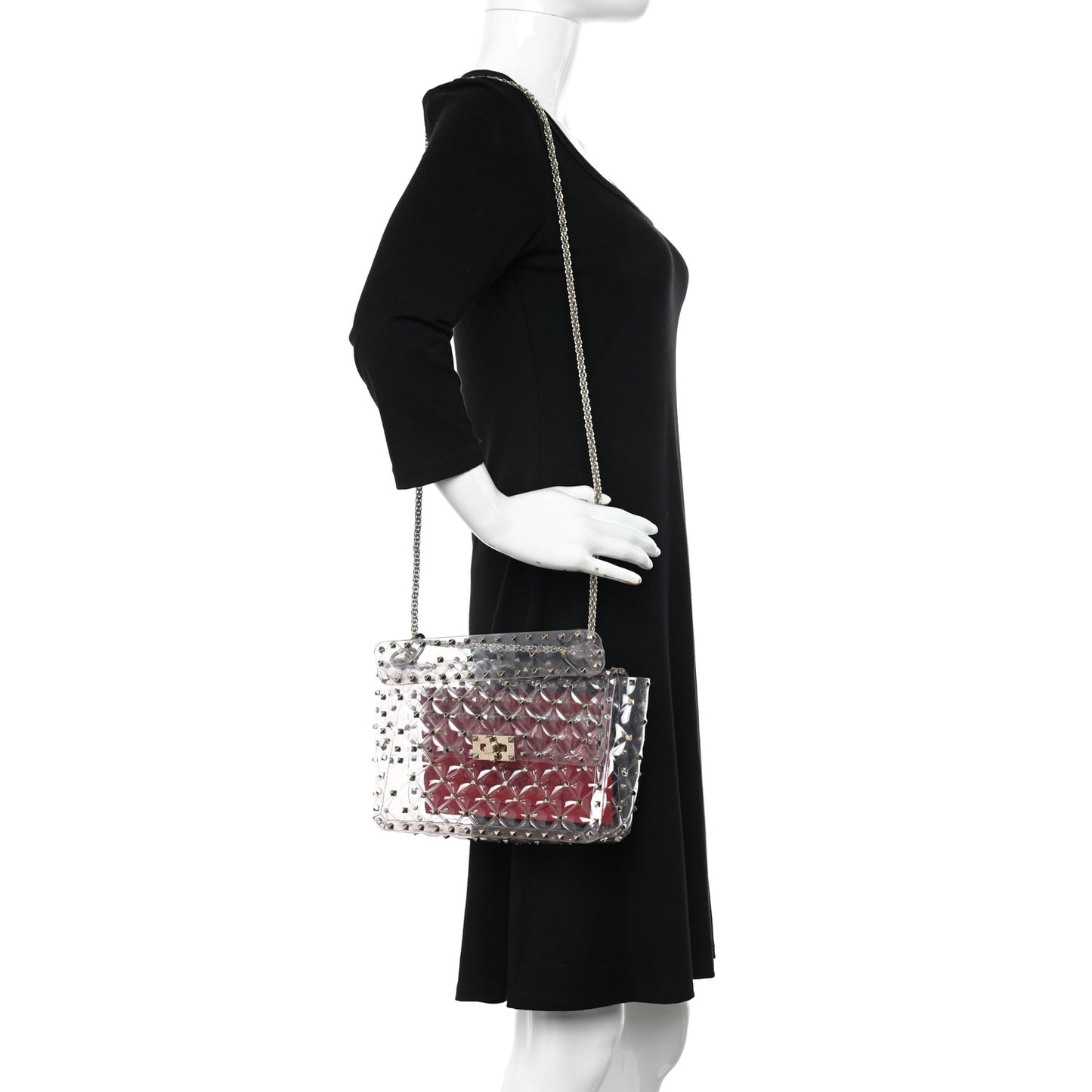 PVC Medium Rockstud Spike Shoulder Bag