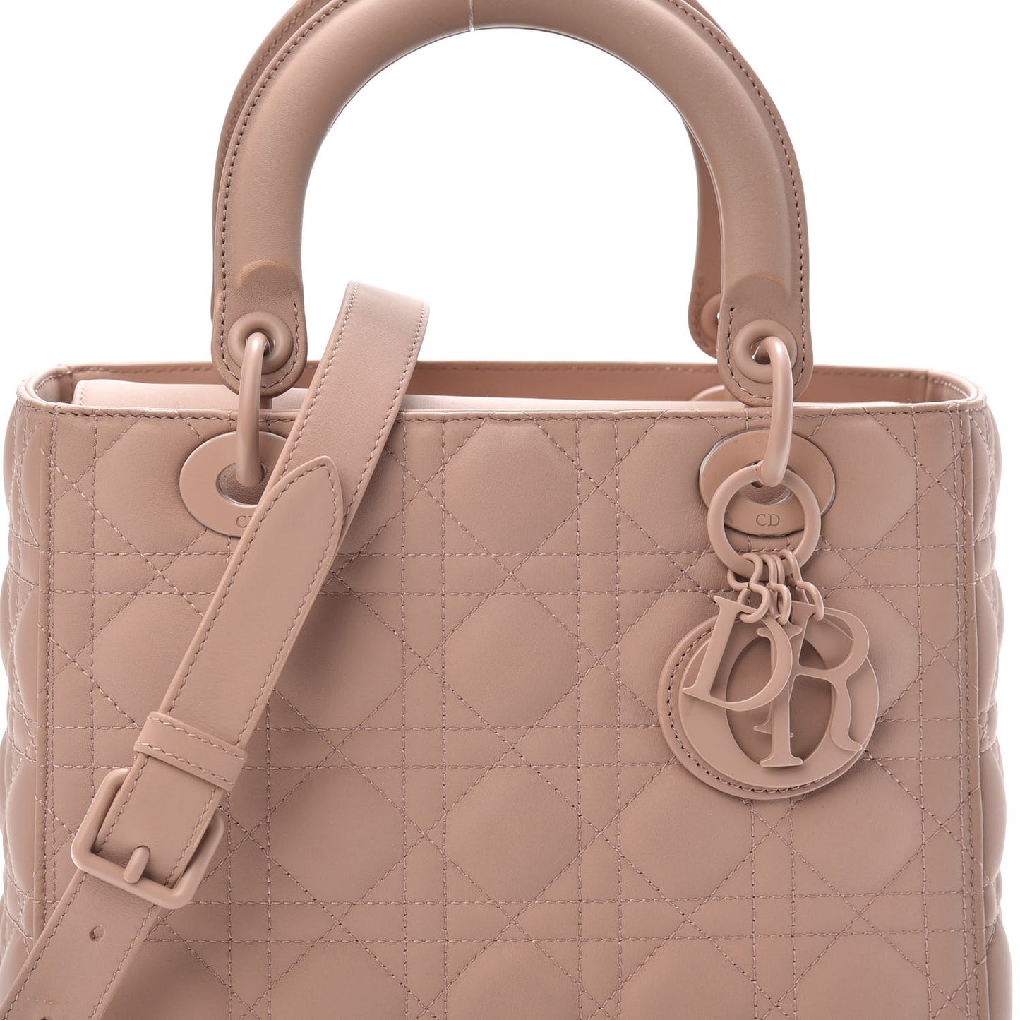 Ultra Matte Calfskin Cannage Medium Lady Dior Beige