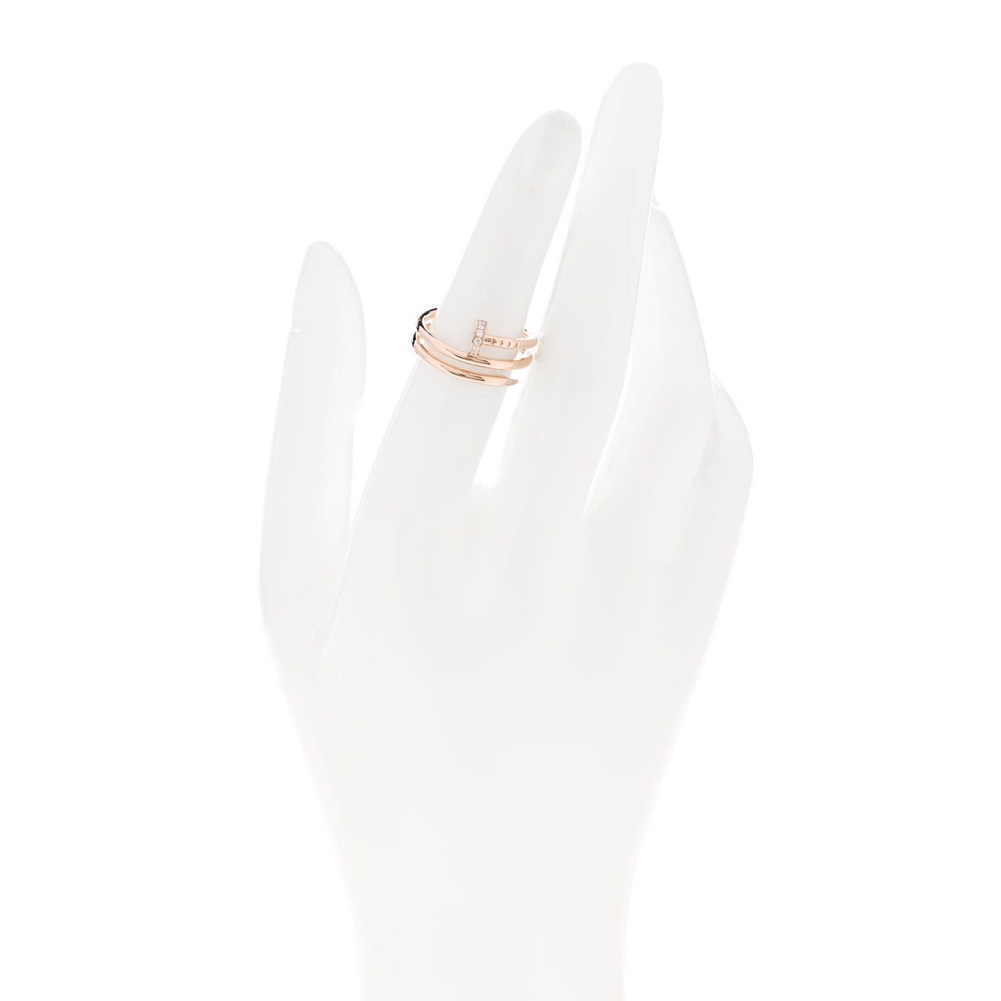 18K Pink Gold Diamond Double Juste Un Clou Ring 51 5.75