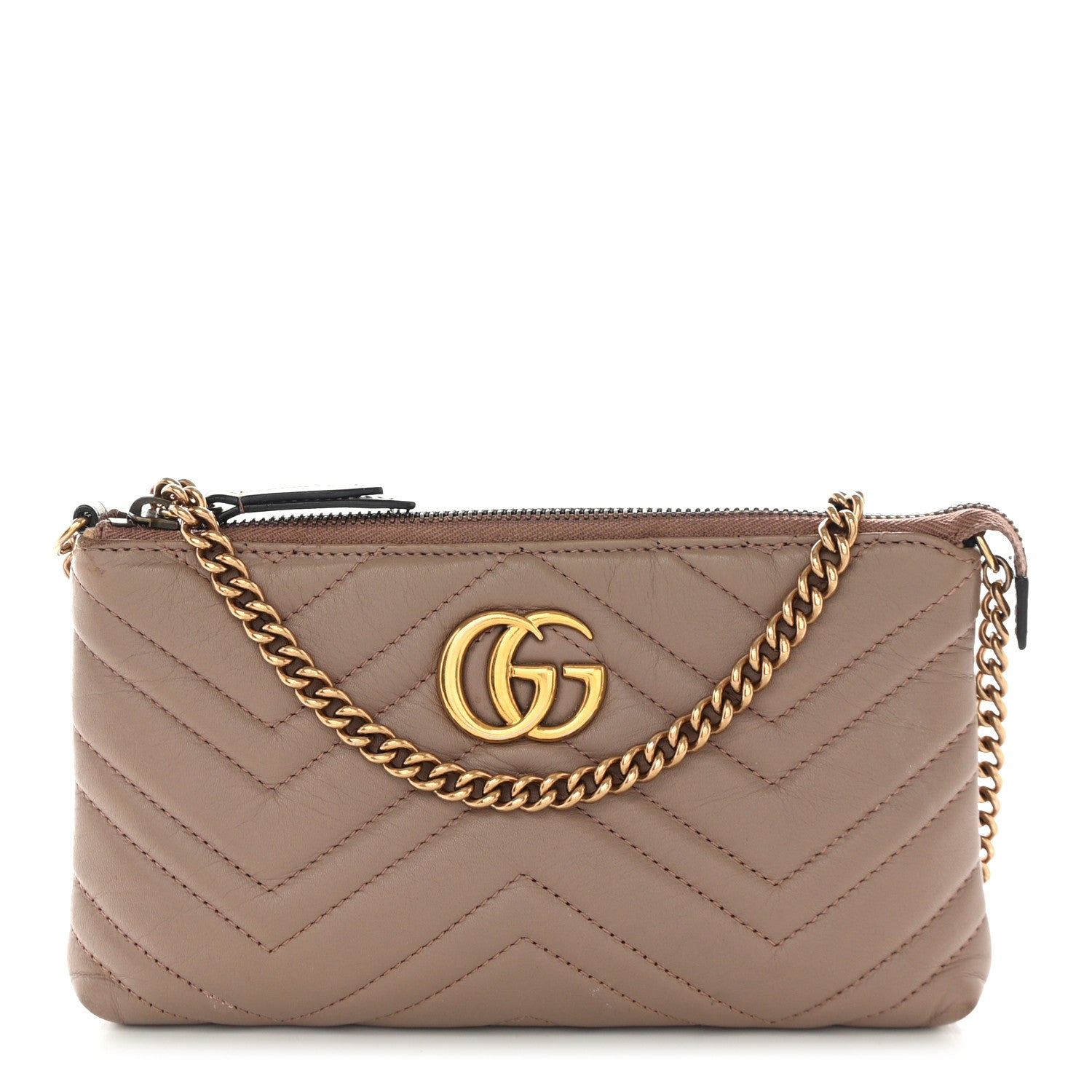 Gucci Calfskin Matelasse Mini GG Marmont Chain Bag Porcelain Rose 1 of 15