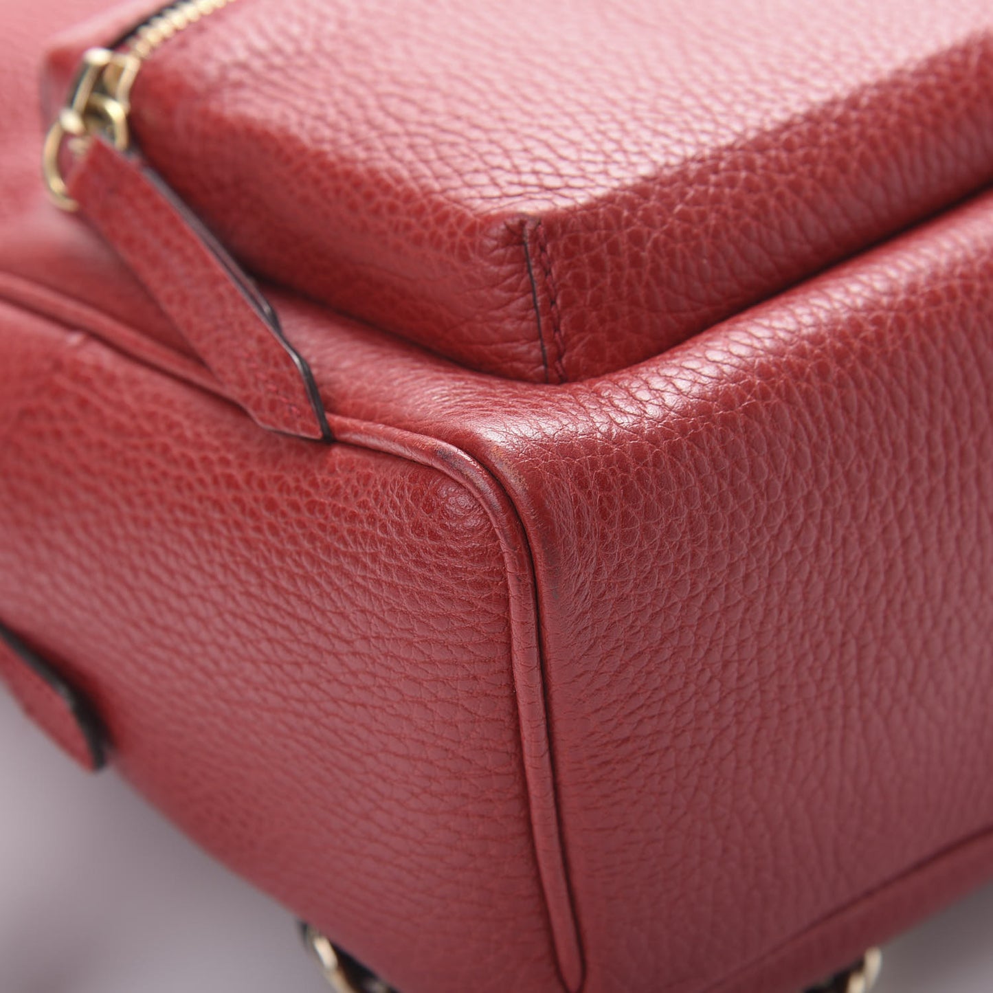 Pebbled Calfskin Soho Chain Backpack Hibiscus Red