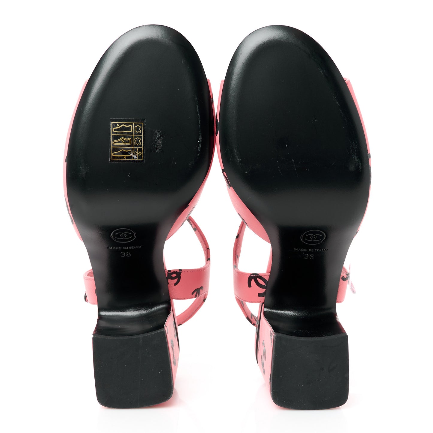 Printed Lambskin Coco Beach Sandals 38 Pink Black