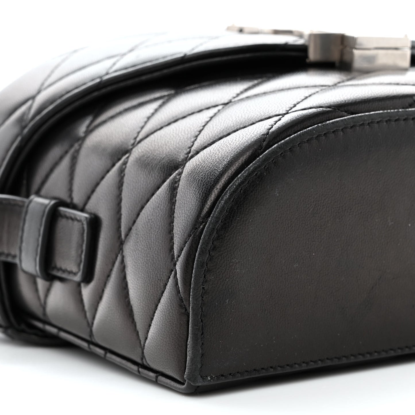 Lambskin Quilted Monogram June Box Bag Black