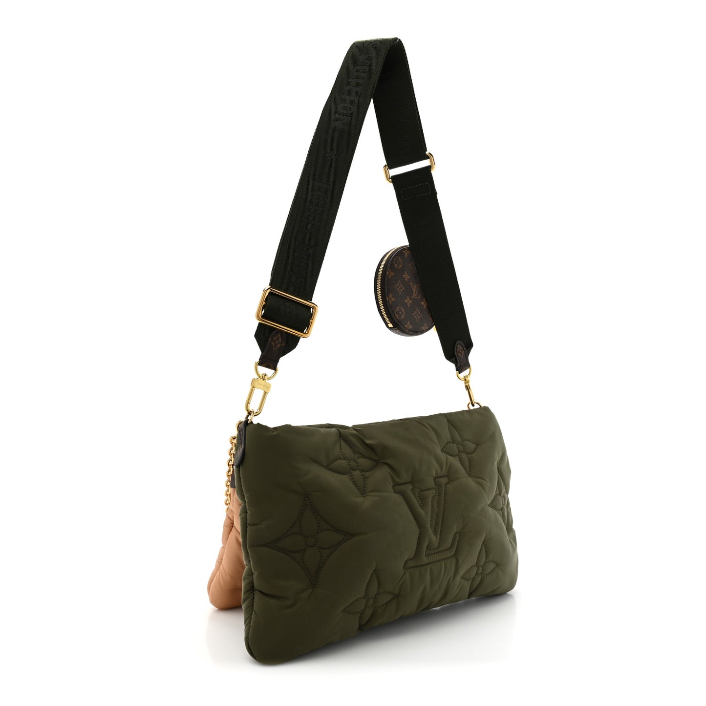Econyl Monogram Pillow Maxi Multi Pochette Accessories Kaki Beige
