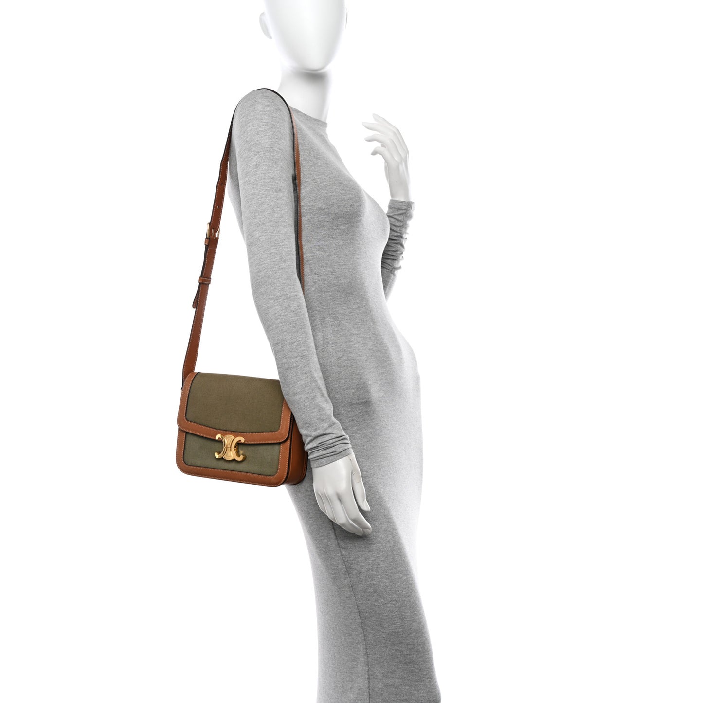 Textile Natural Calfskin Classique Triomphe Khaki Tan