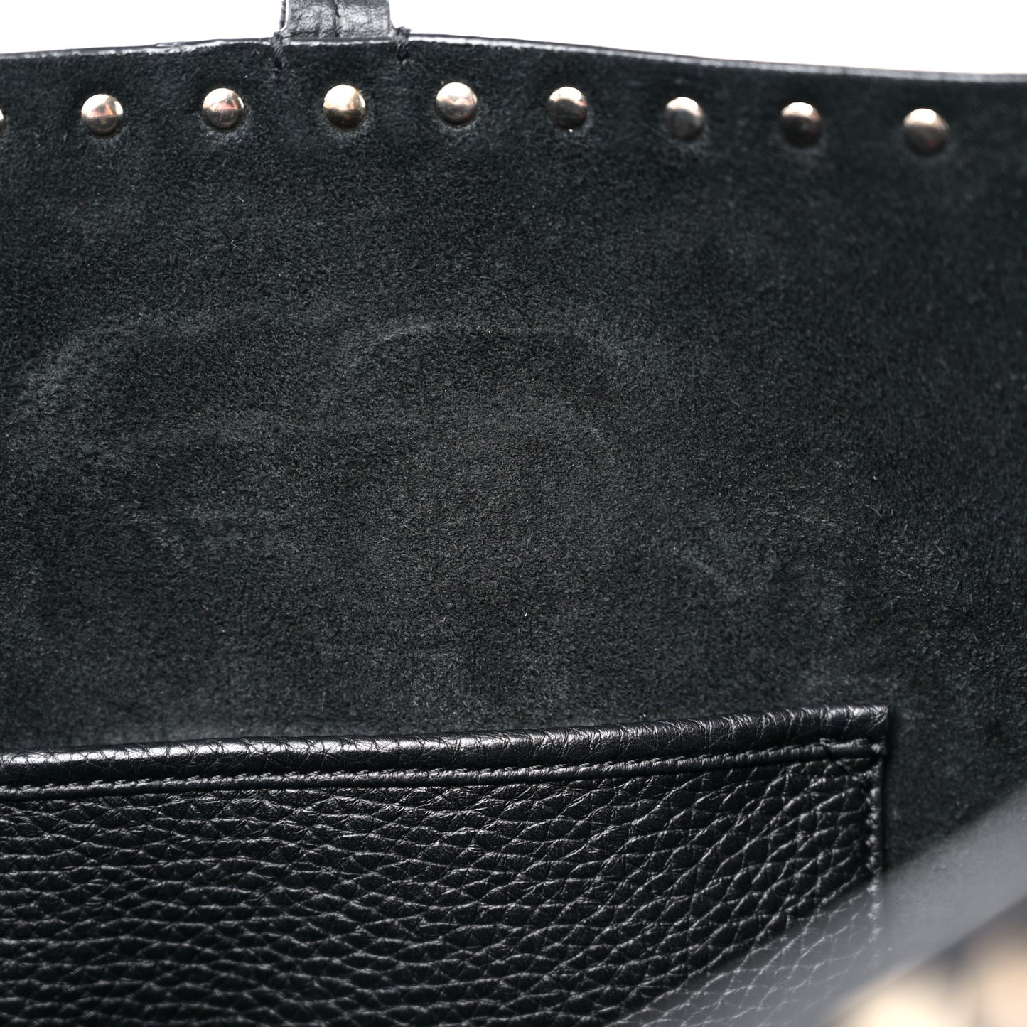 Grained Calfskin Small Rockstud Shoulder Tote Black