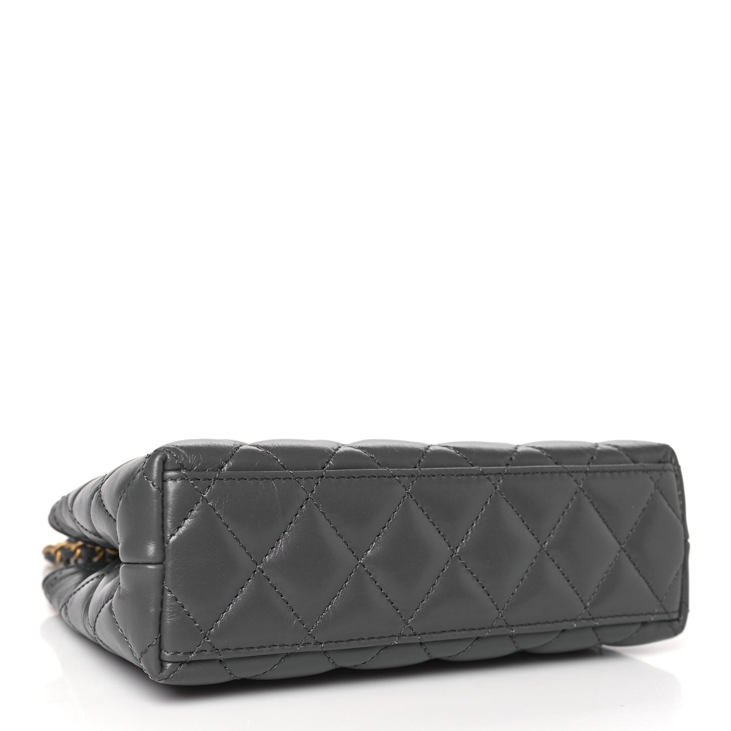 Shiny Aged Calfskin Quilted Nano Kelly Shopper Grey