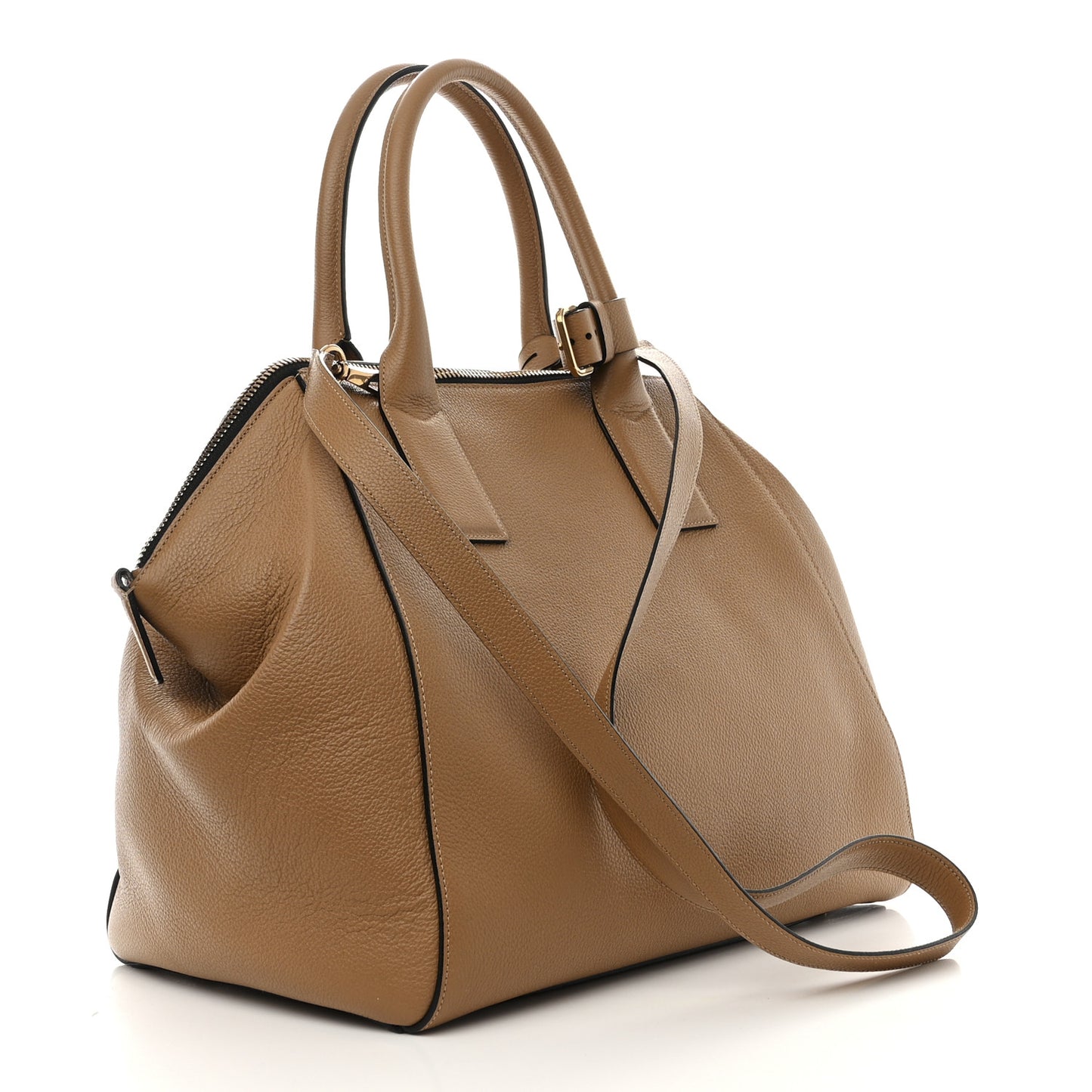 Textured Calfskin Large Incognito Satchel Cappuccino