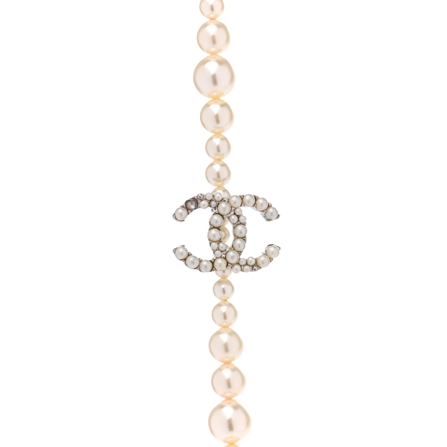 Chanel Pearl Cluster CC Long Necklace Silver 4 of 8