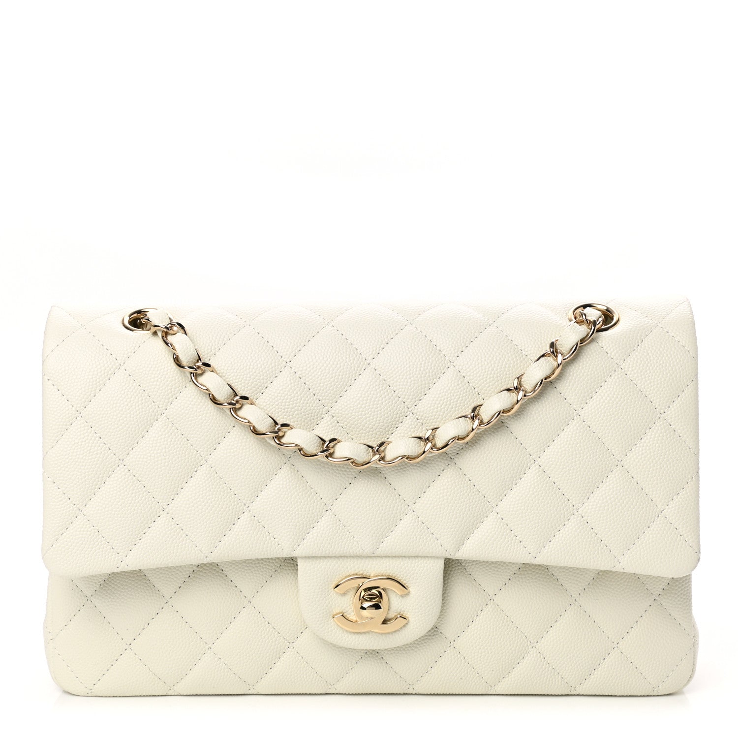 Chanel Caviar Quilted Medium Double Flap White 1 of 12