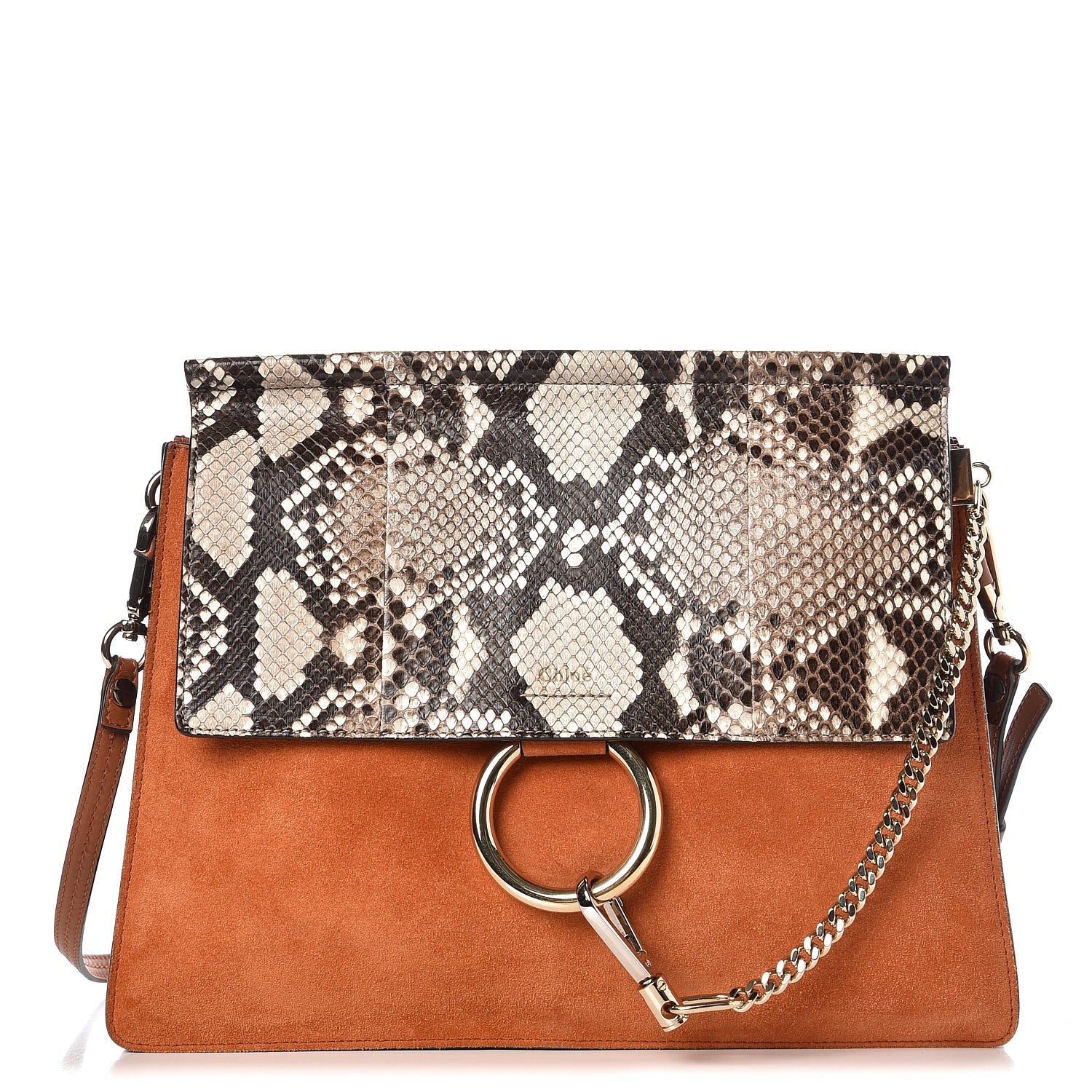 Chloe Python Suede Medium Faye Shoulder Bag Tannish Red 265940 ...