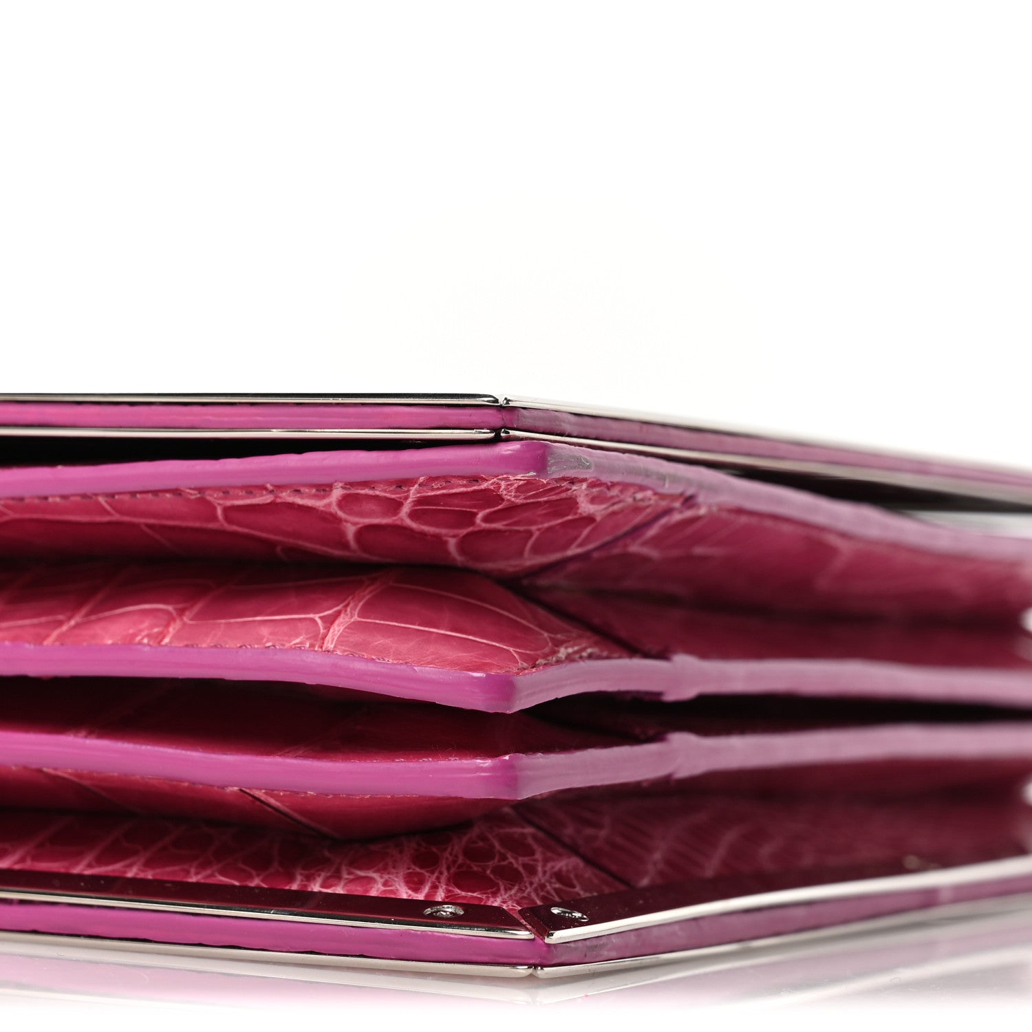 Salvatore Ferragamo Crocodile Bar Clutch Crossbody Bag Pink 8 of 9