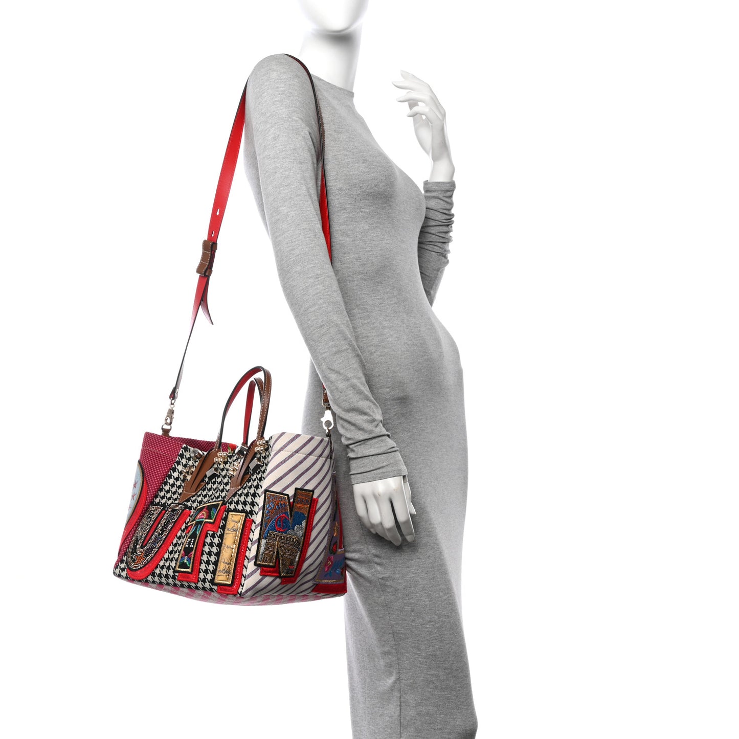 Canvas Embroidered Calfskin Caracaba Tote Multicolor