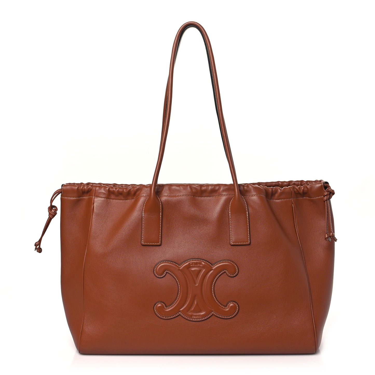 Smooth Calfskin Cuir Triomphe Cabas Drawstring Tan