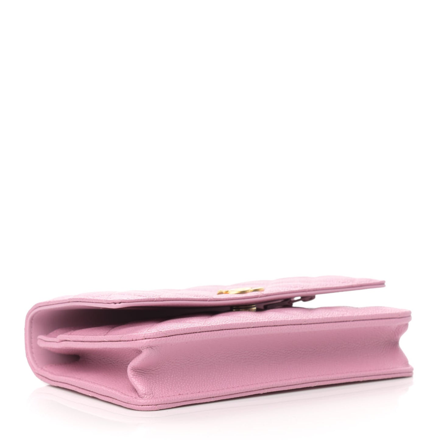 Shiny Caviar Quilted Pick Me Up Wallet On Chain WOC Pink