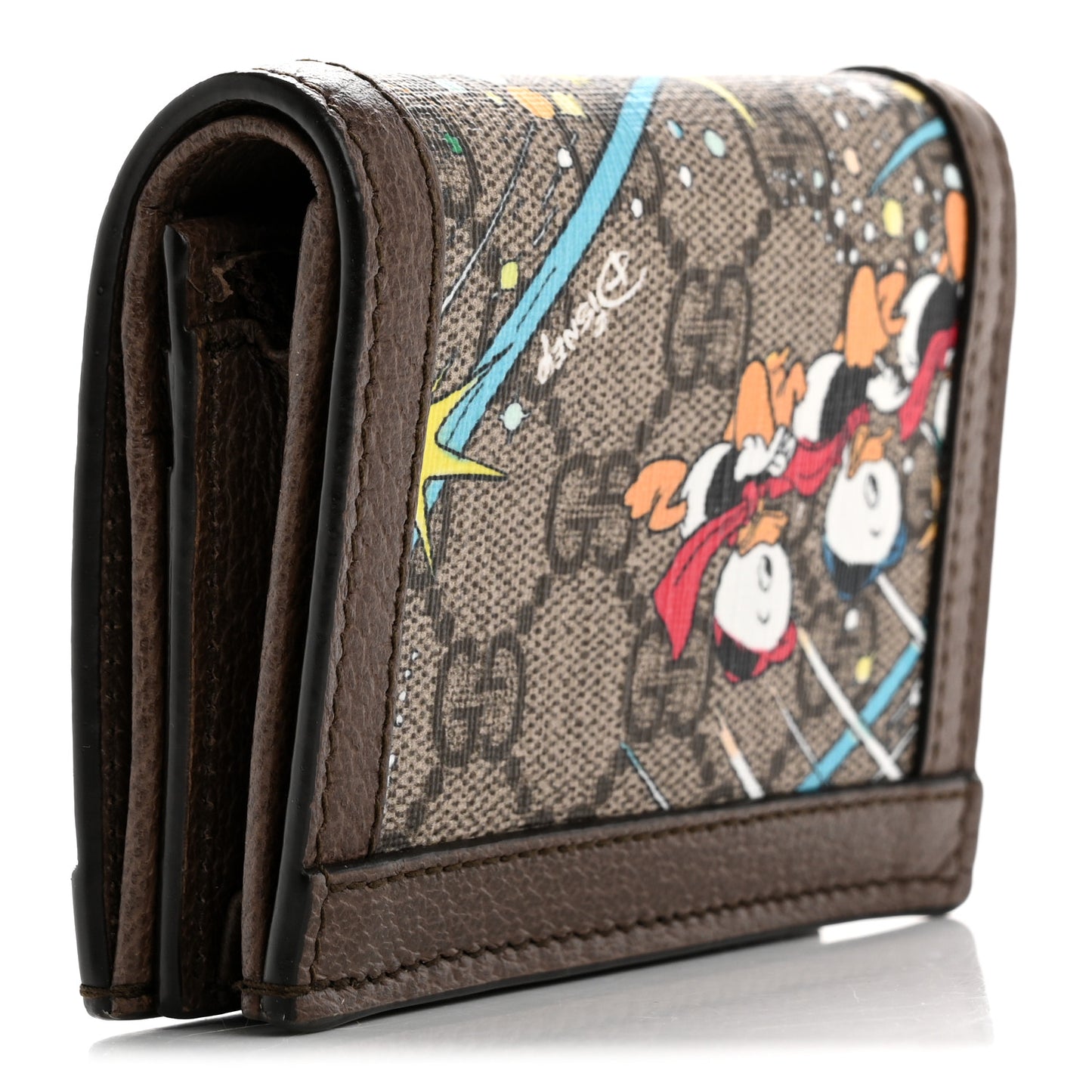 X DISNEY GG Supreme Monogram Donald Duck Interlocking G Card Case Beige Multicolor New Acero