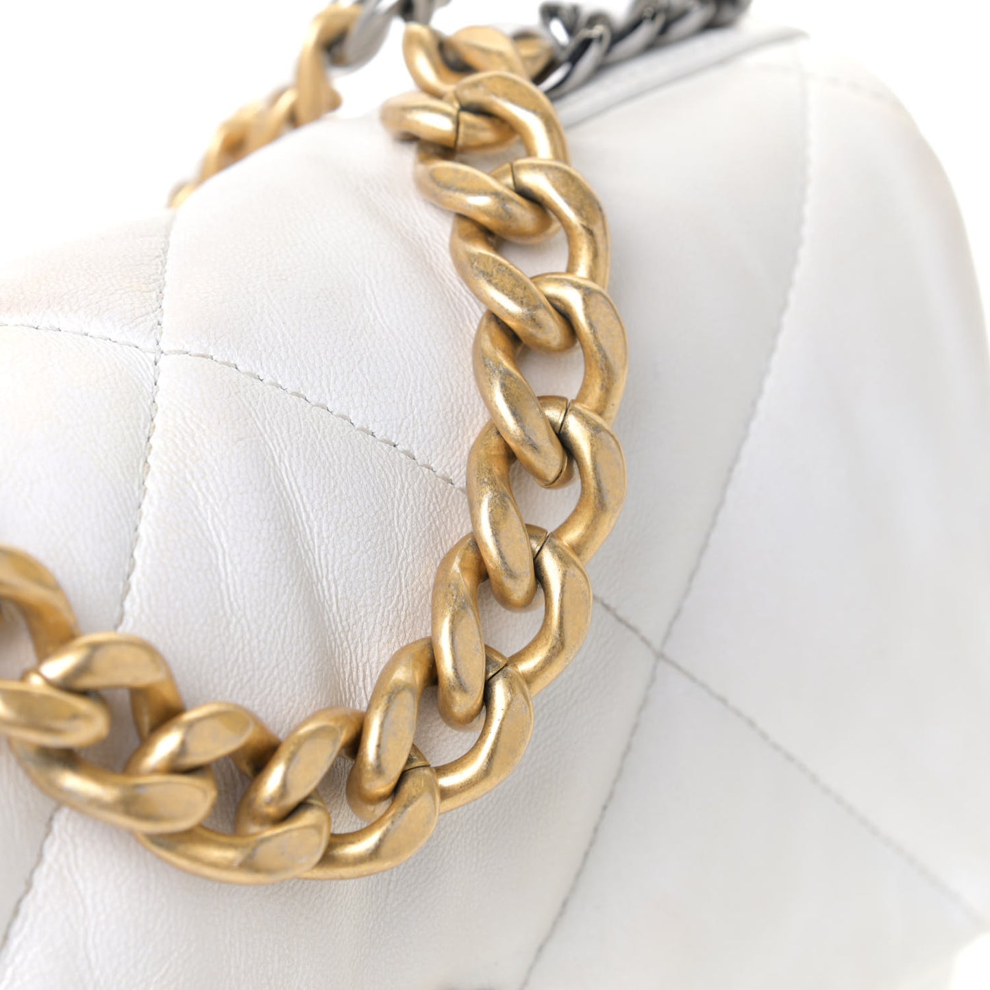 Goatskin Quilted Medium Chanel 19 Flap White