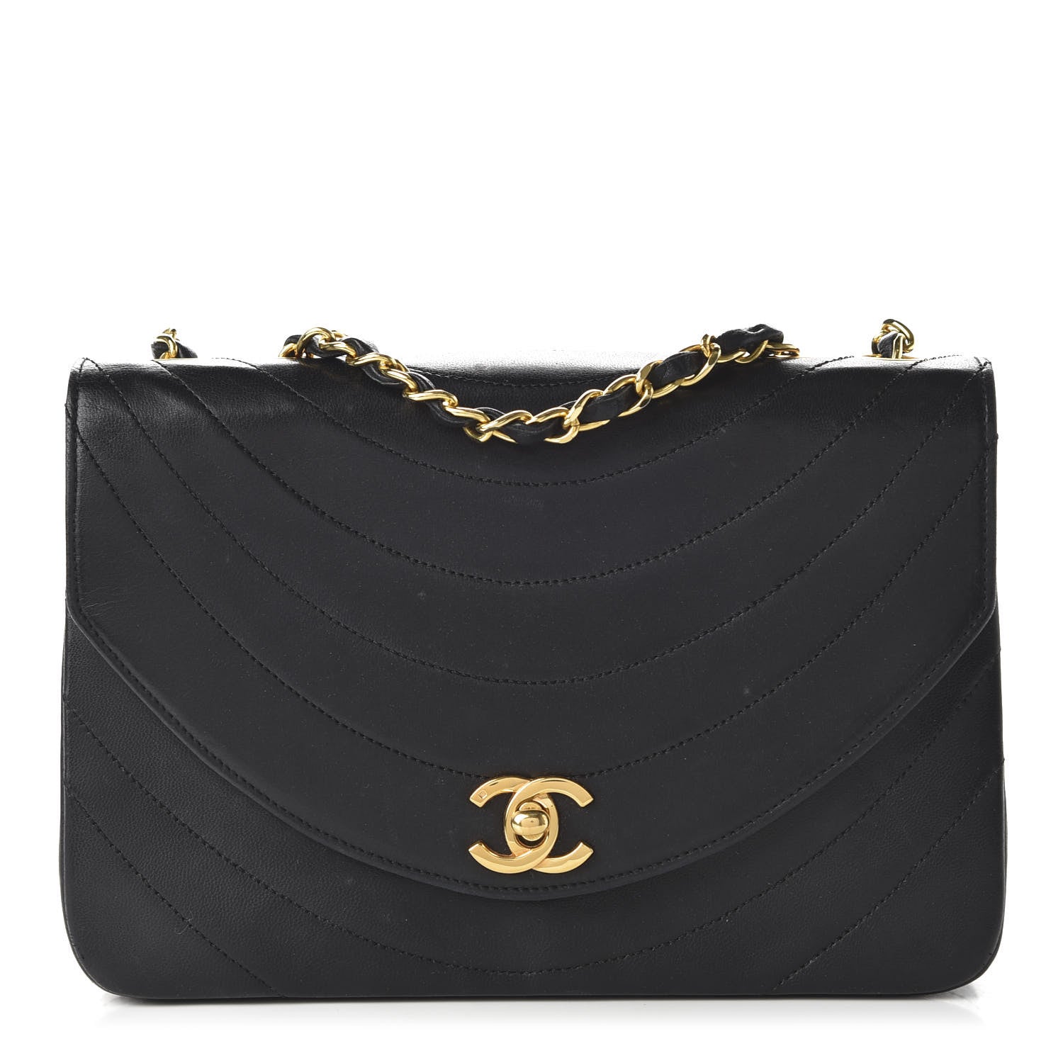 Chanel Lambskin Ribbon Quilted Small Single Flap Black 1 of 10
