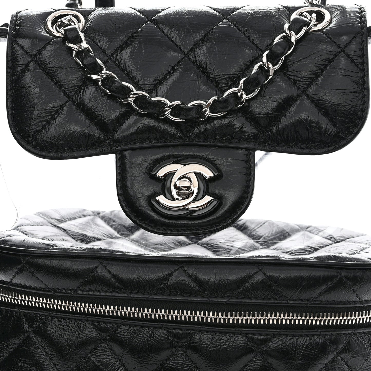 Crumpled Calfskin PVC Quilted Backpack Black