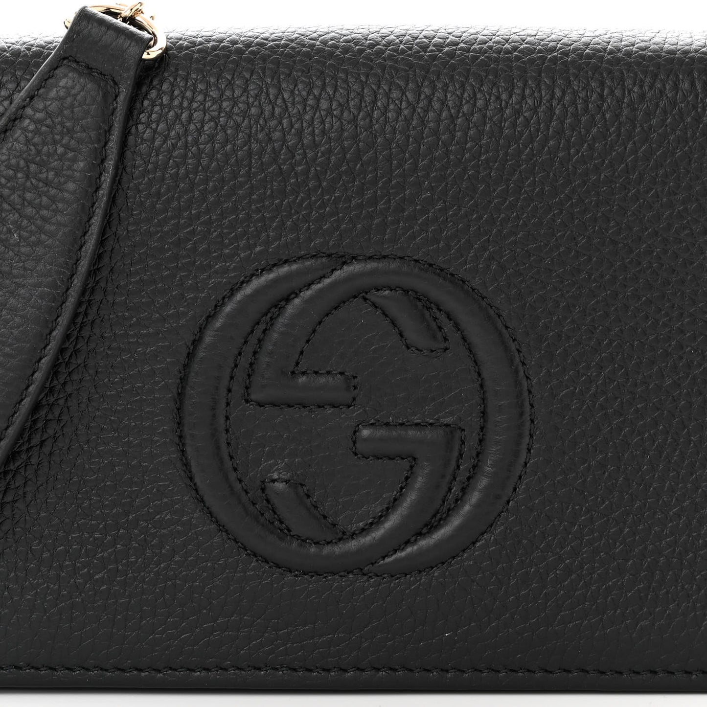 Pebbled Calfskin Soho Wallet On Chain Black