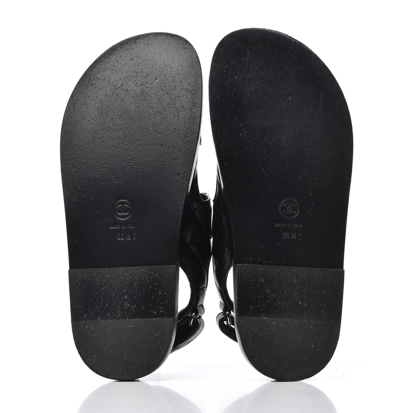 Lambskin Velcro Dad Sandals 36.5 Black