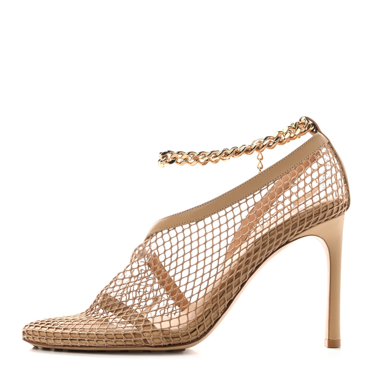Mesh Nappa Chunky Chain Sandals 40 Beige Pony