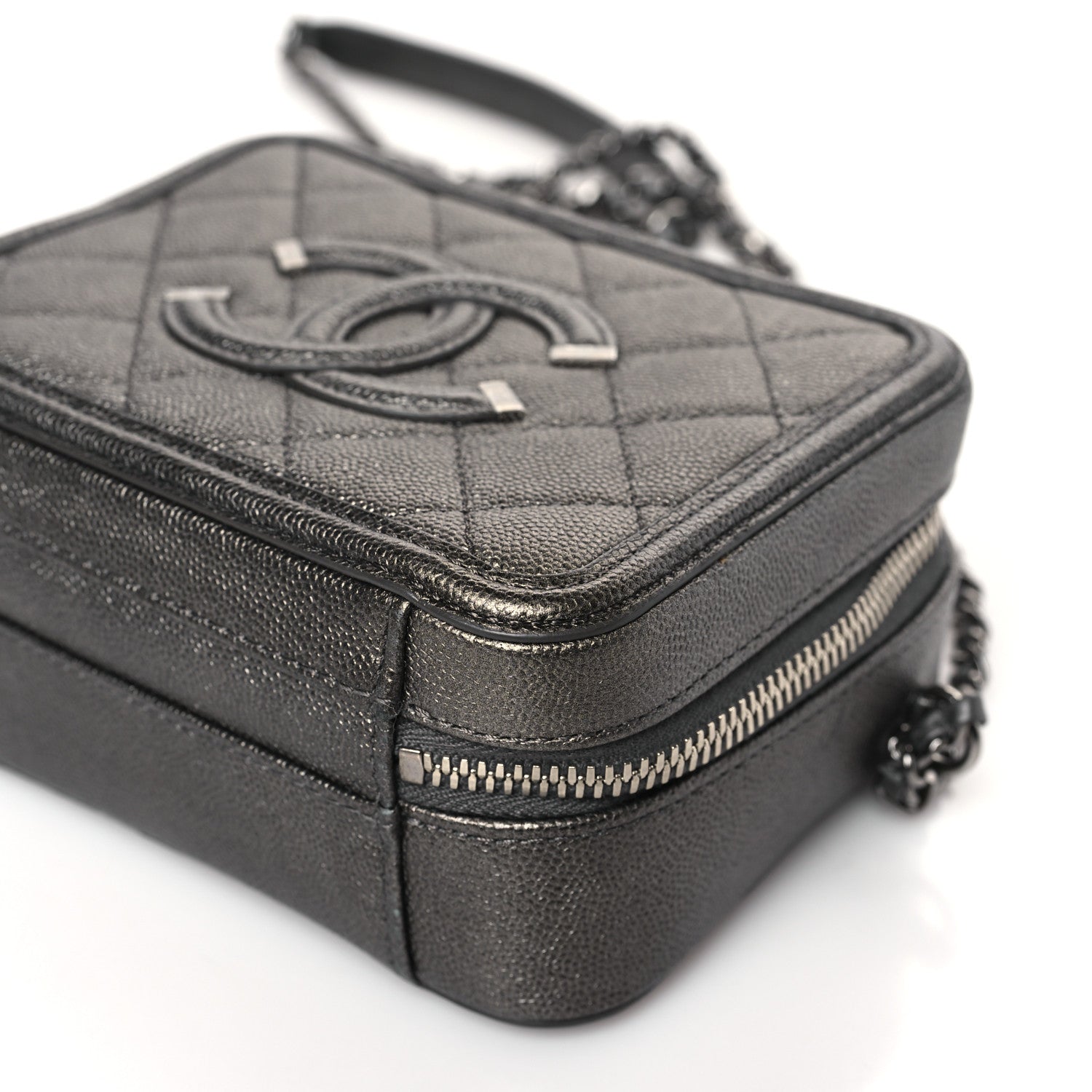 Chanel Caviar Quilted Small CC Filigree Vanity Case Dark Grey 9 of 9