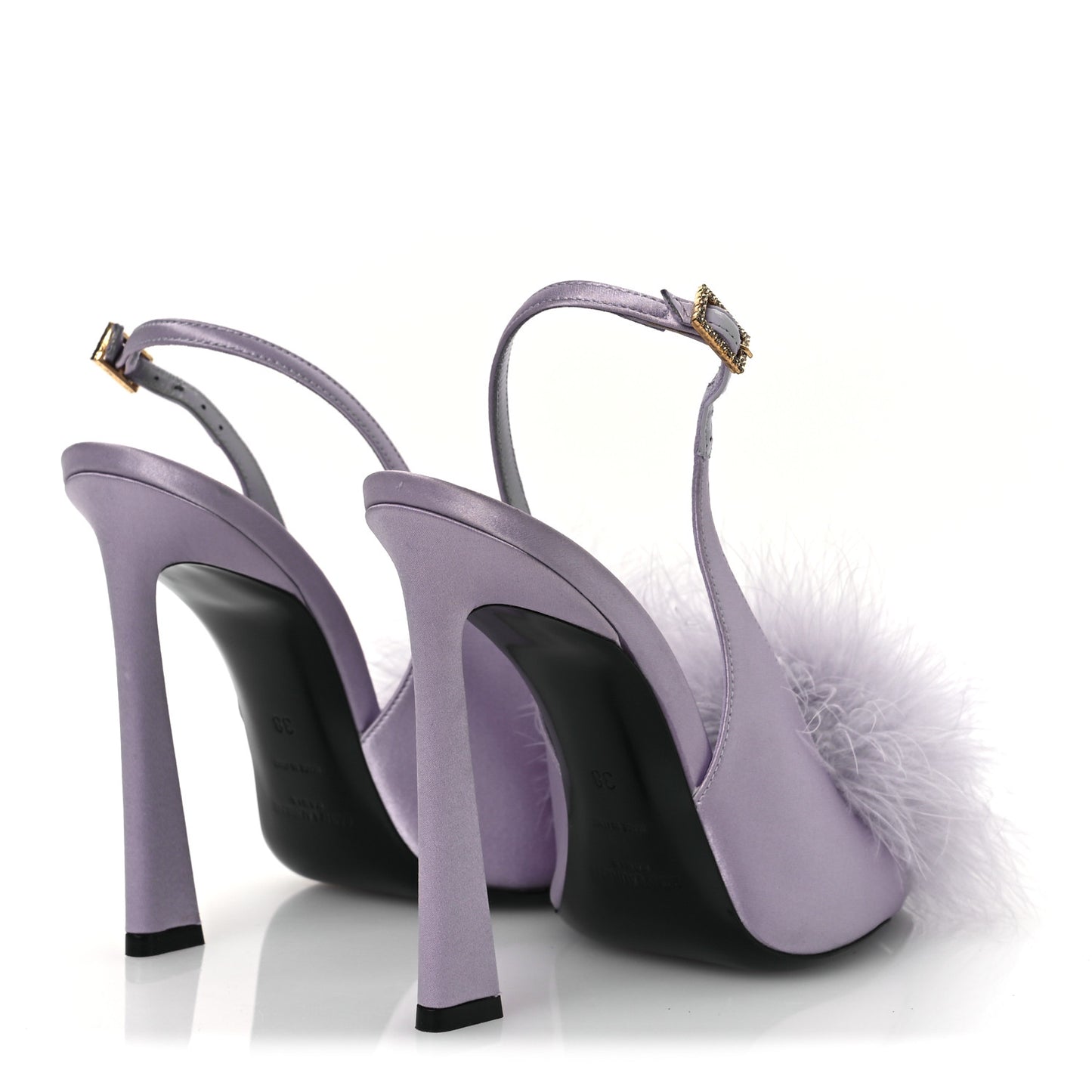 Crepe Satin Mae Feathered Sandals Slight 38 Poly Grey