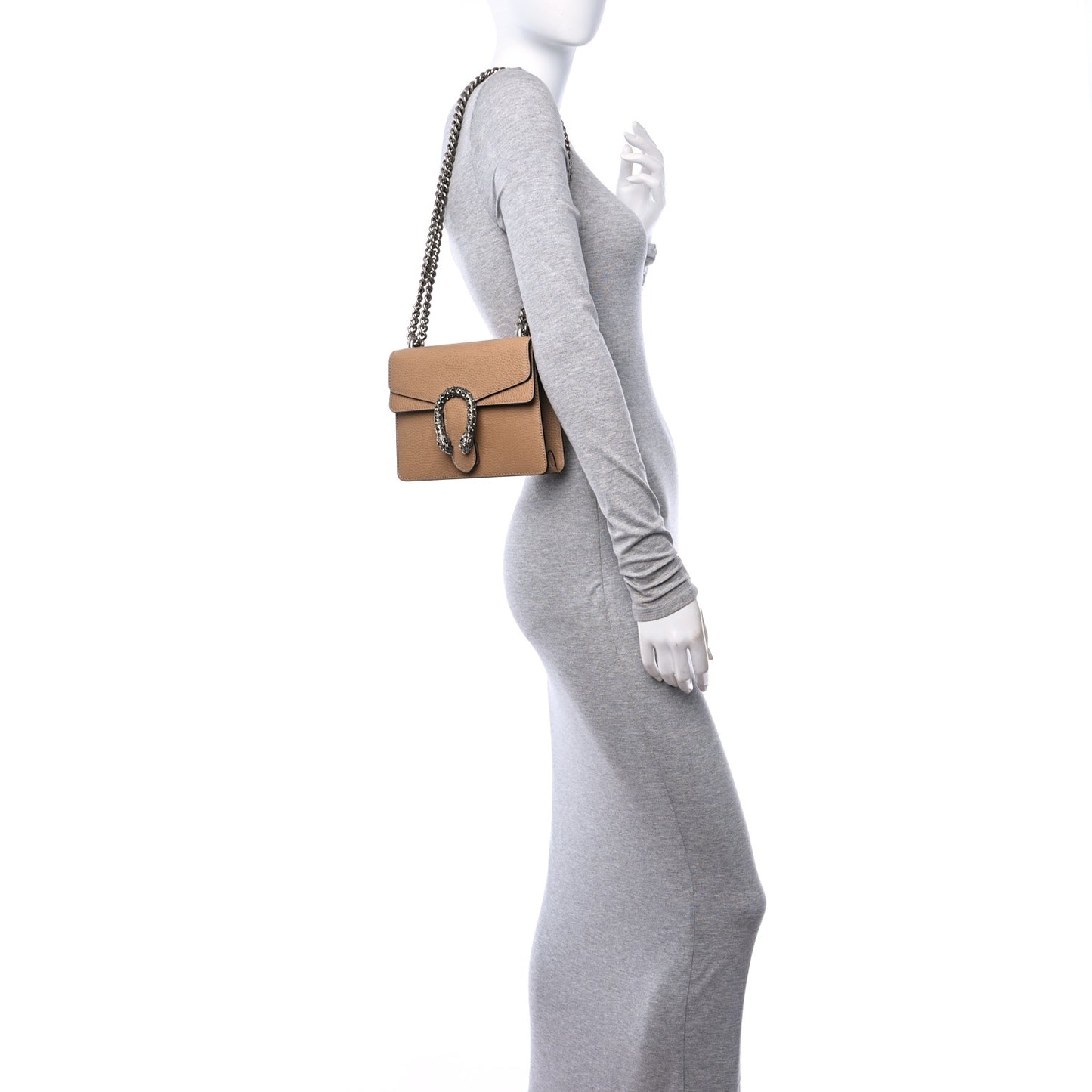 Dollar Calfskin Crystal Mini Dionysus Shoulder Bag Natural Tan Black Diamond