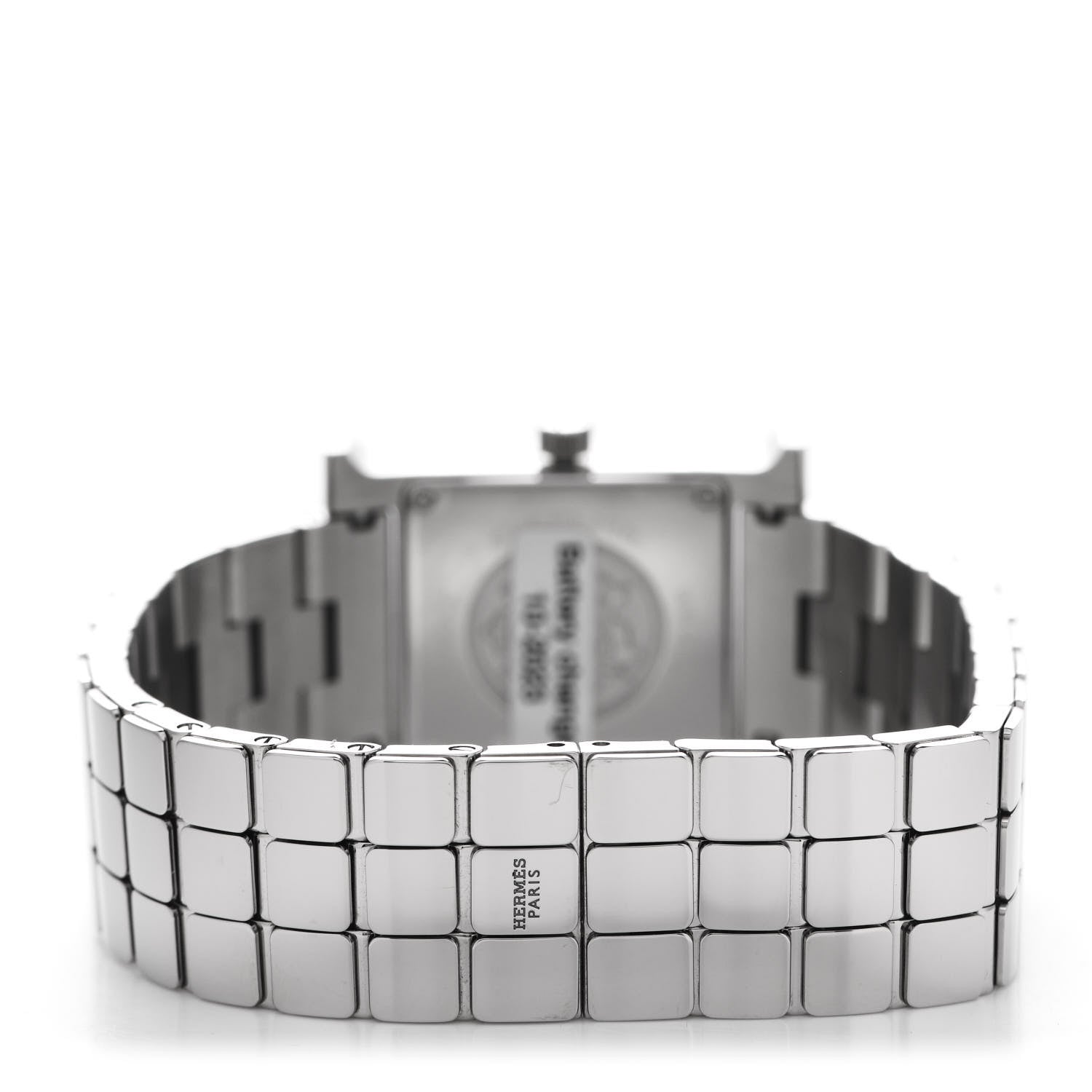 Hermes Stainless Steel Diamond Bezel Mother of Pearl 21mm Heure H Hour Quartz Watch 3 of 5