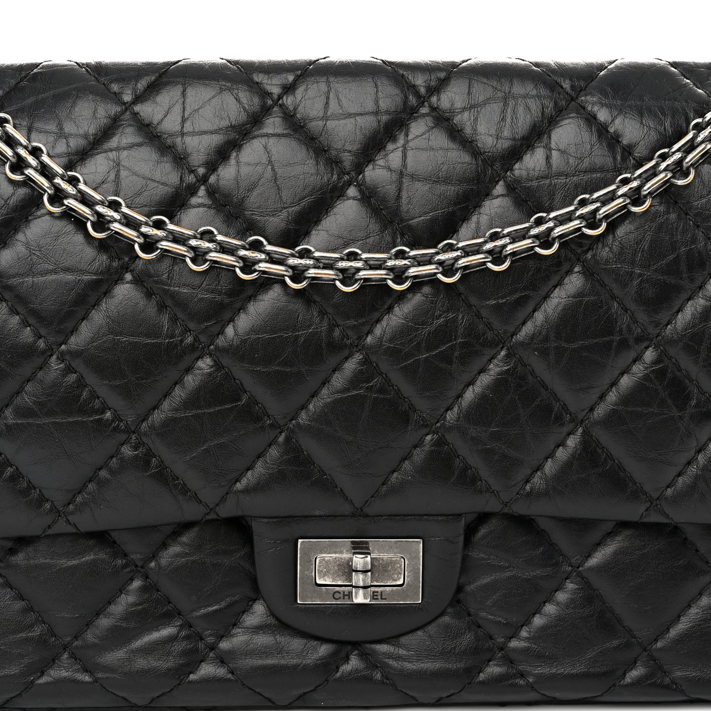 Aged Calfskin Quilted 2.55 Reissue 226 Flap Black