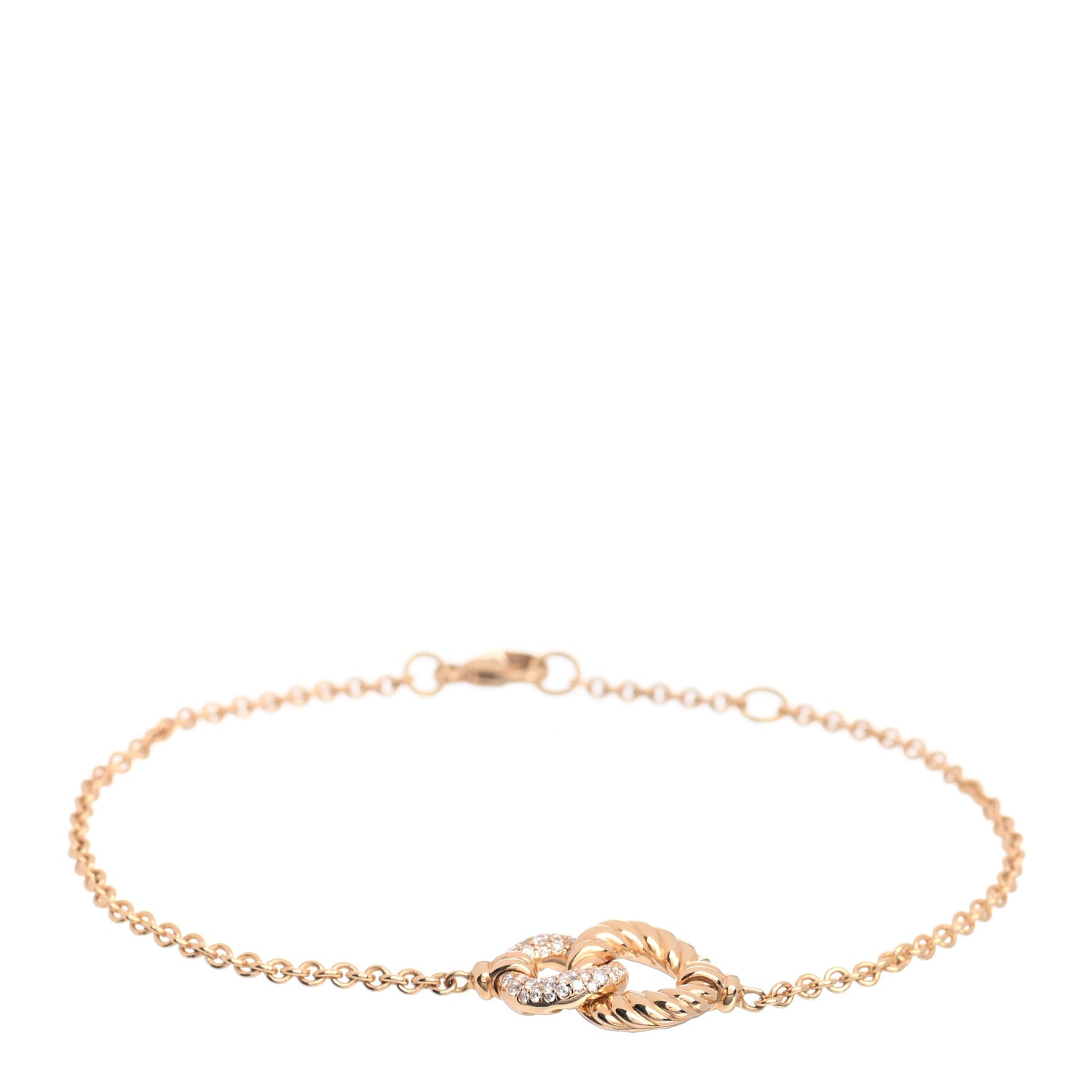 David Yurman 18K Yellow Gold Diamond Belmont Single Station Bracelet 1 of 5