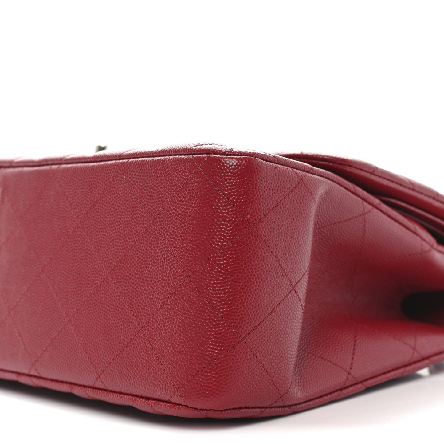 Caviar Quilted Jumbo Double Flap Dark Red