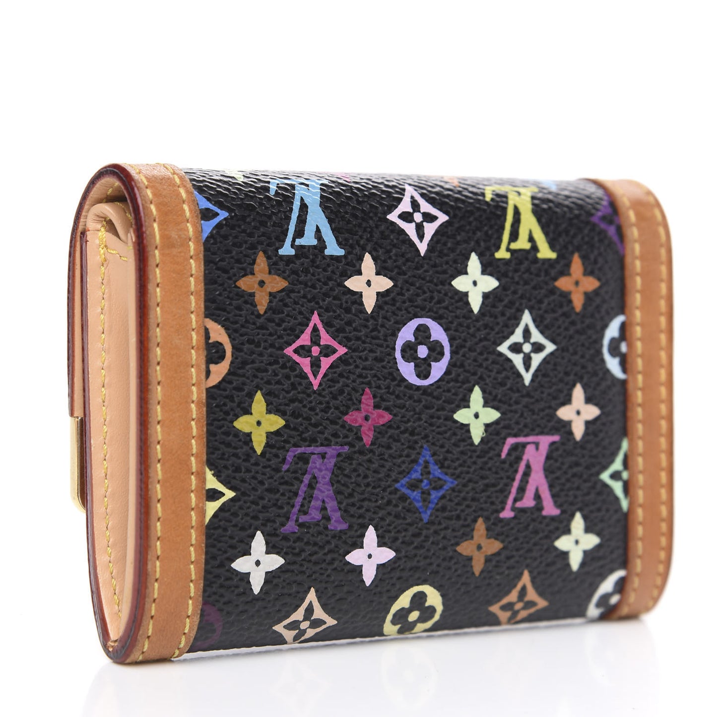 Monogram Multicolor Porte-Monnaie Plat Coin Purse Black