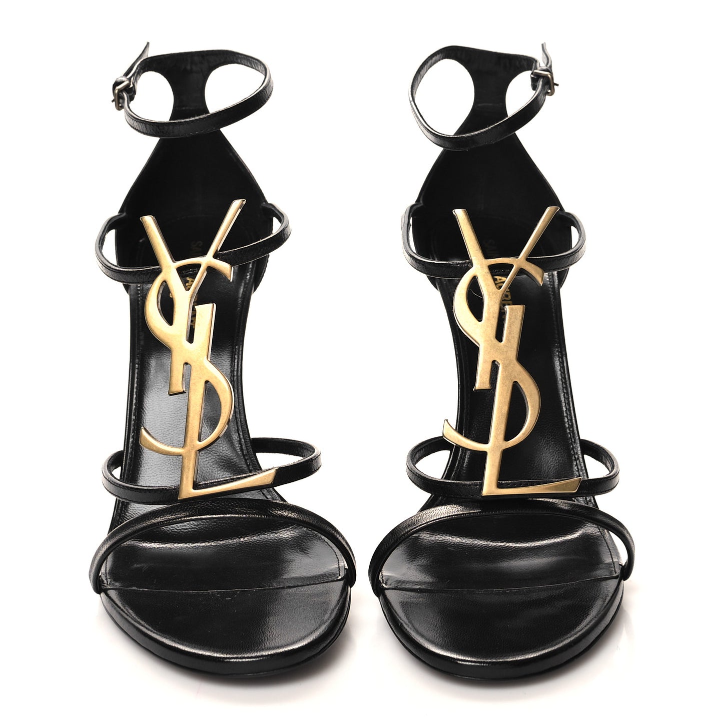 Calfskin Cassandra 100 Ankle Strap Sandals 41 Black Gold