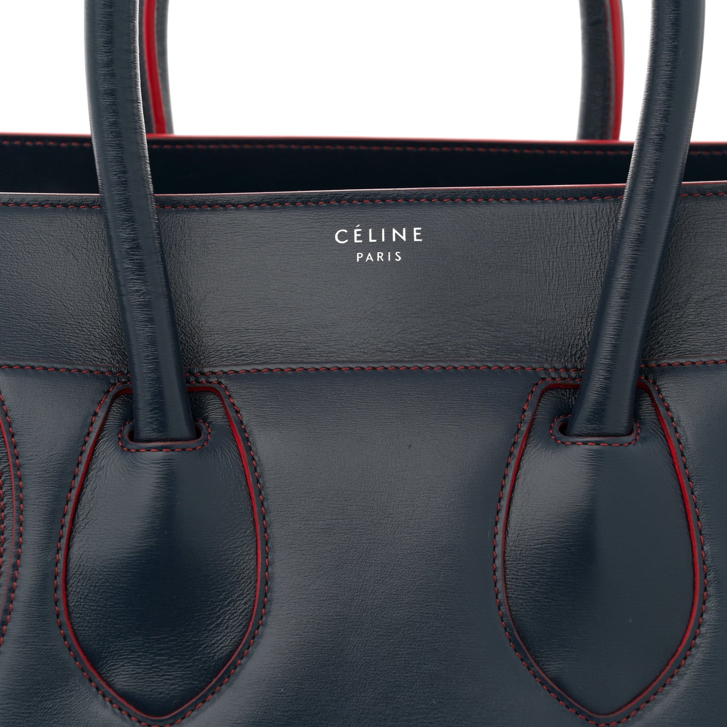 Satin Debossed Calfskin Mini Luggage Navy Blue