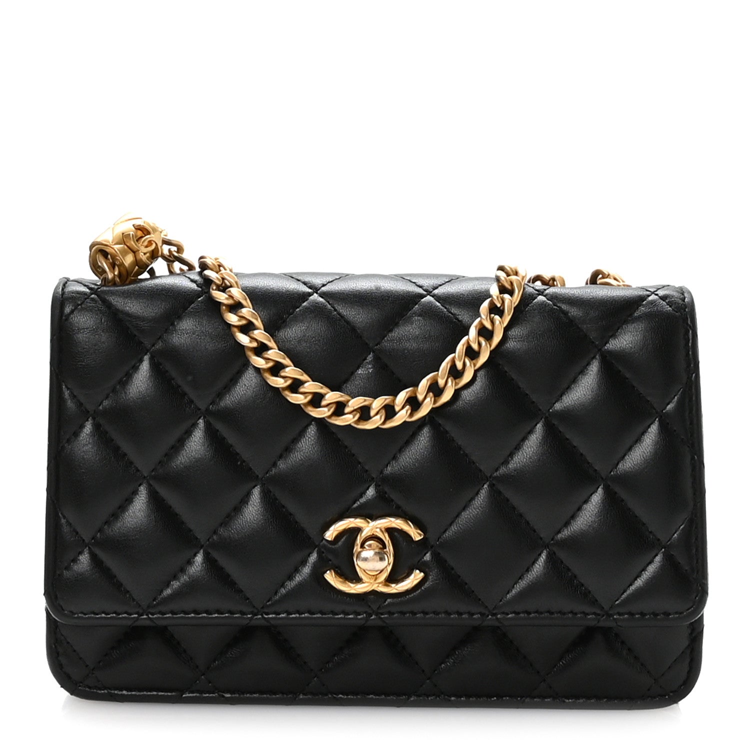 Chanel Lambskin Quilted Pillow Crush Wallet On Chain WOC Black