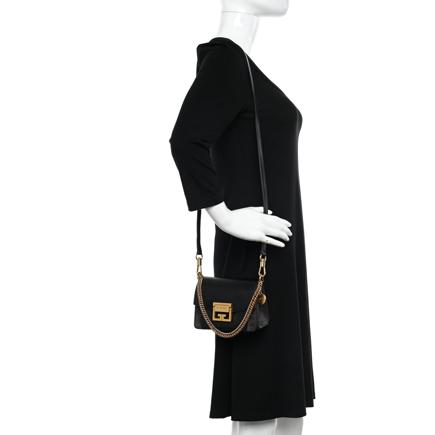 Goatskin Suede Mini GV3 Shoulder Bag Black