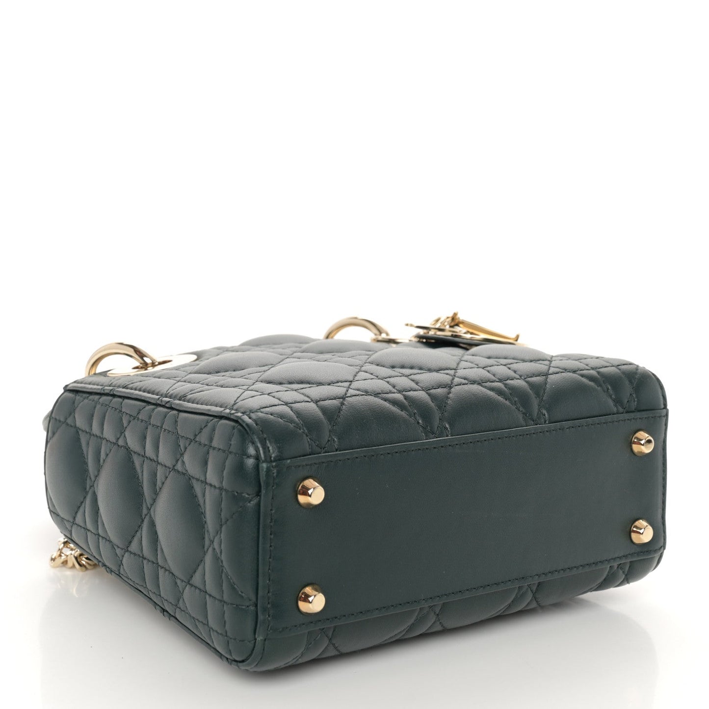 Lambskin Cannage Mini Lady Dior Dark Green